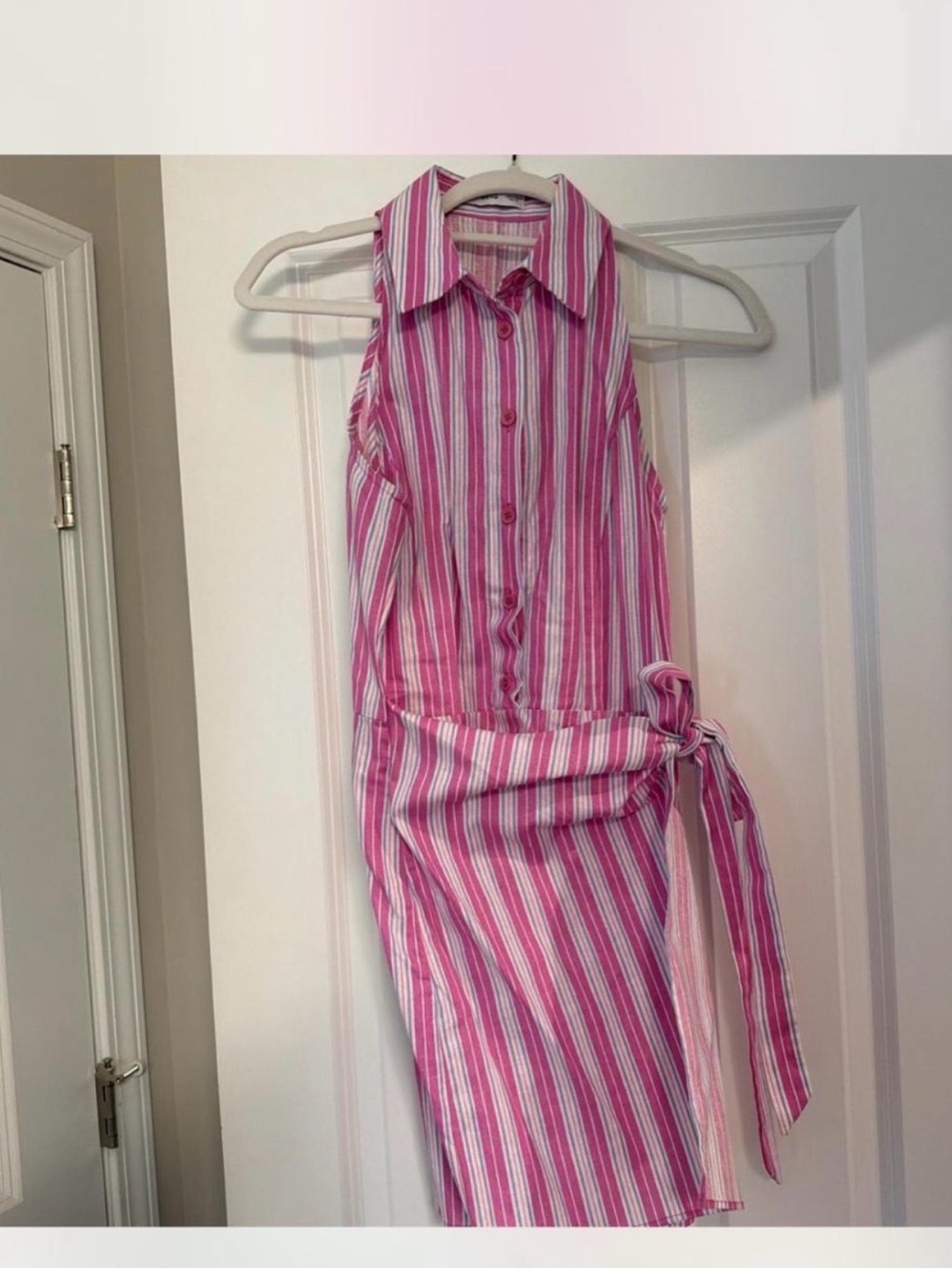 Mango pink striped dress